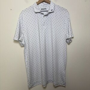 Fore Fathers Men Polo Shirt White Geometric Tools Short Sleeve Performance‎